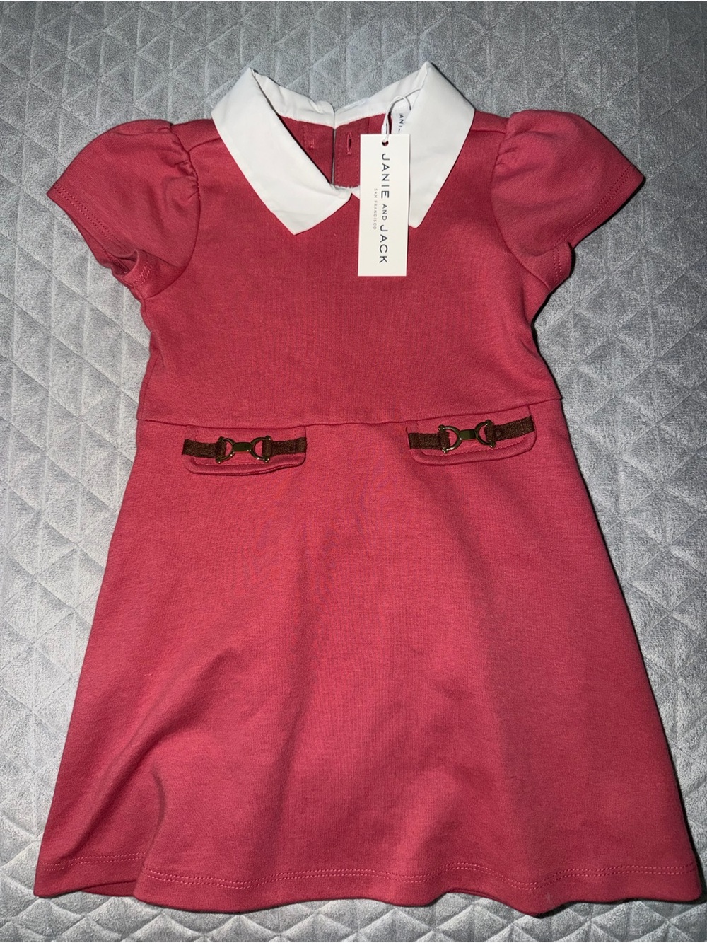 Janie and Jack Rose-Pink Dress with White Collar